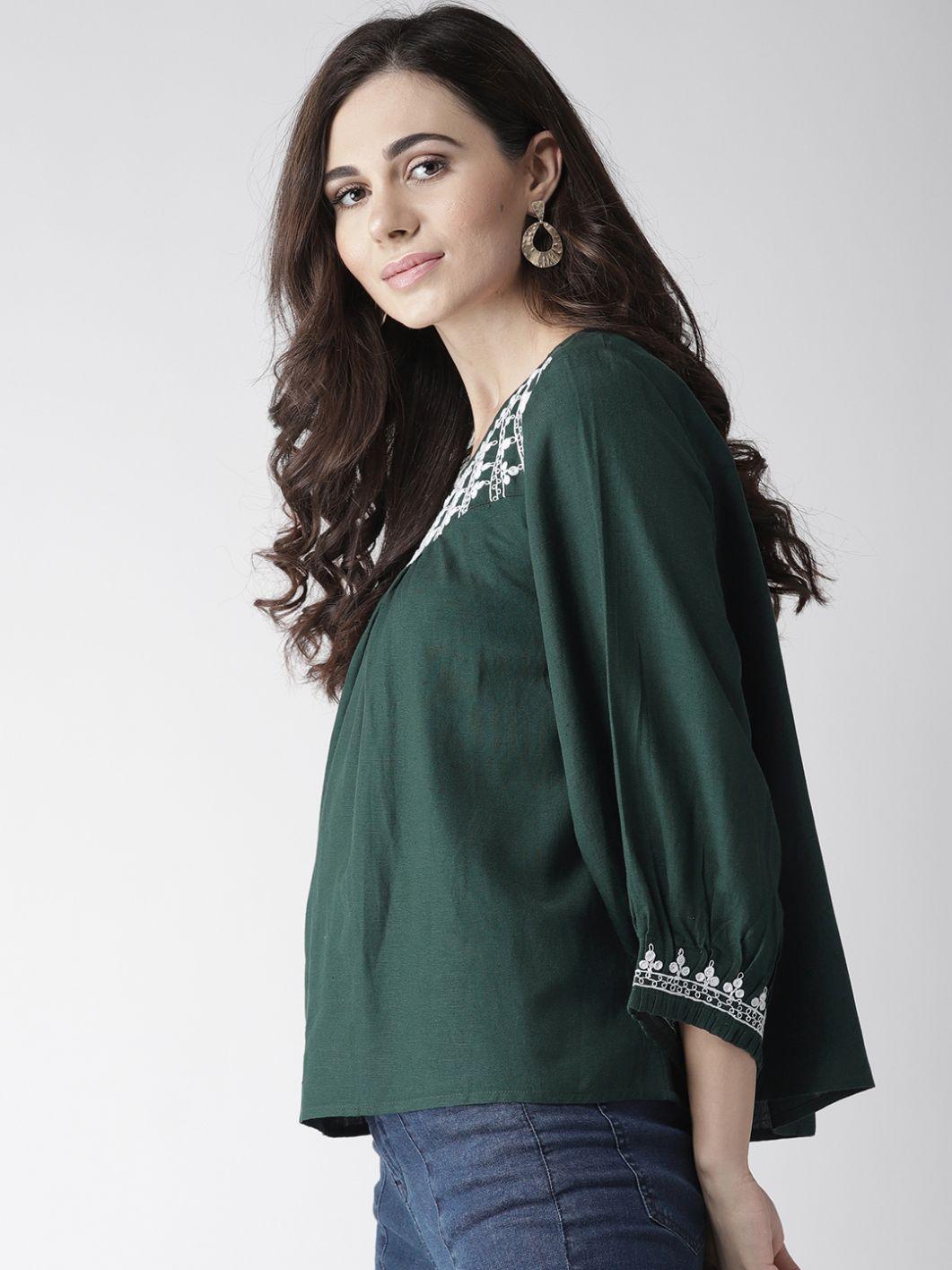 Embroidered Green Top