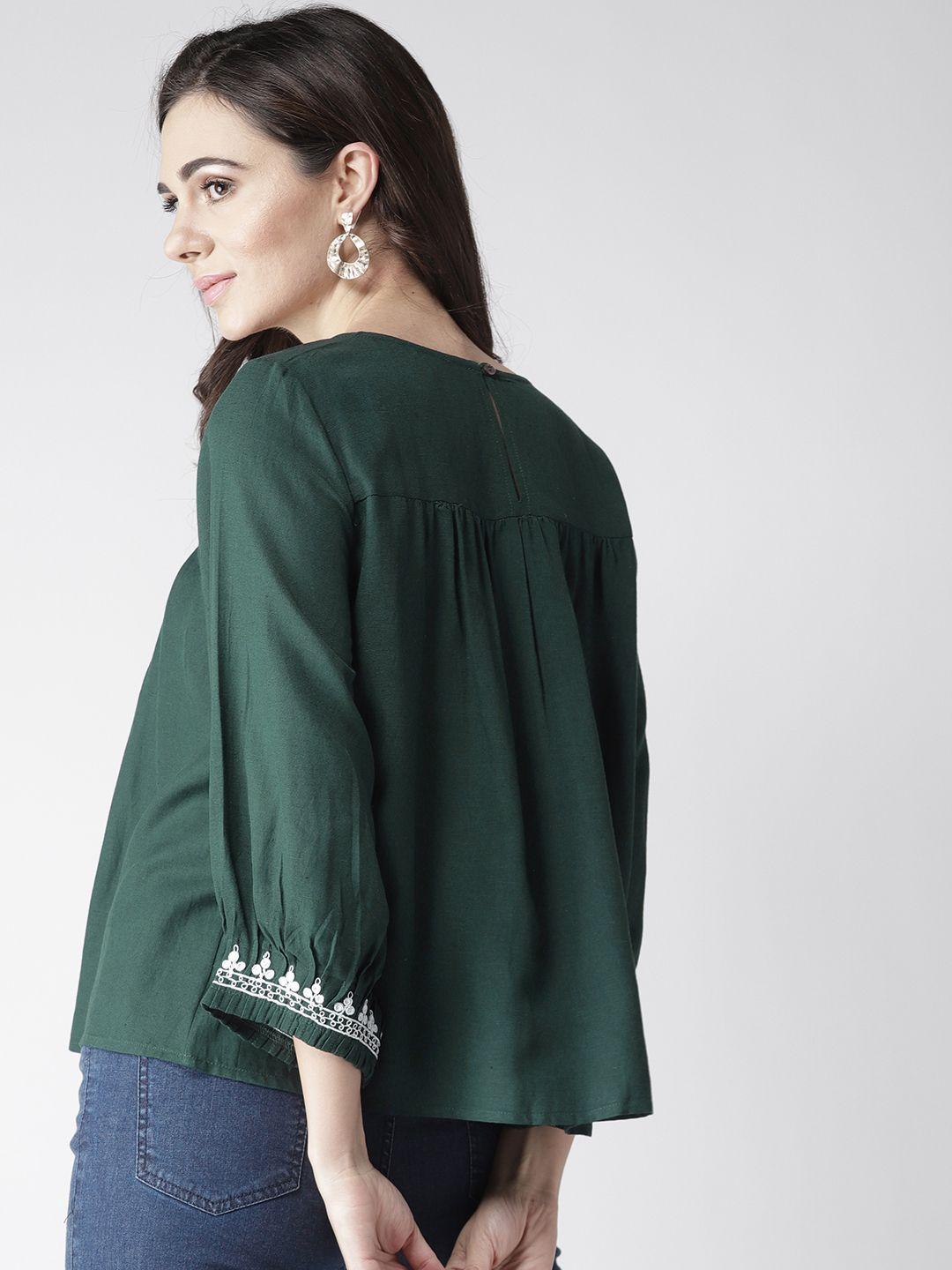 Embroidered Green Top