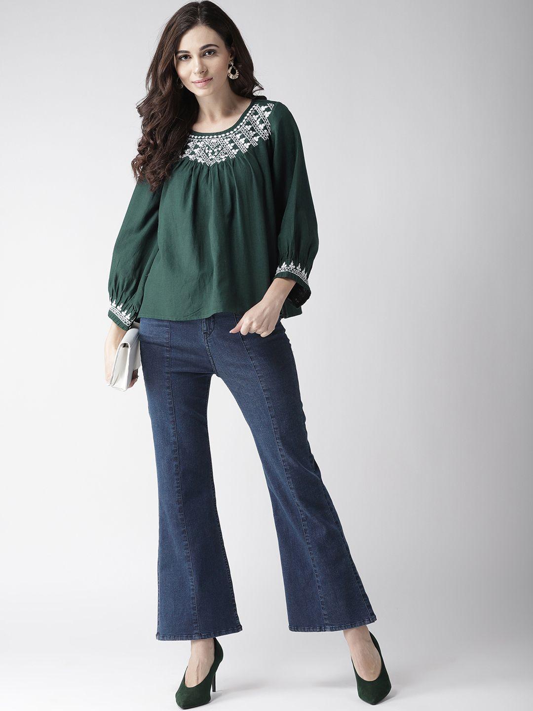 Embroidered Green Top