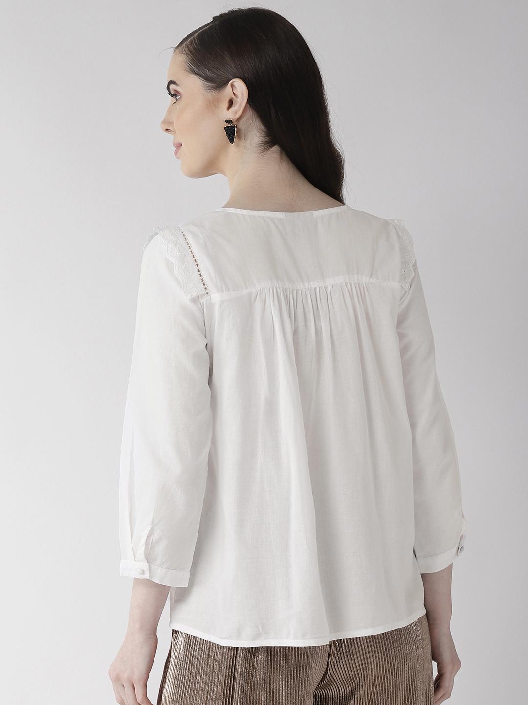 Off White Cotton Embroidered Top