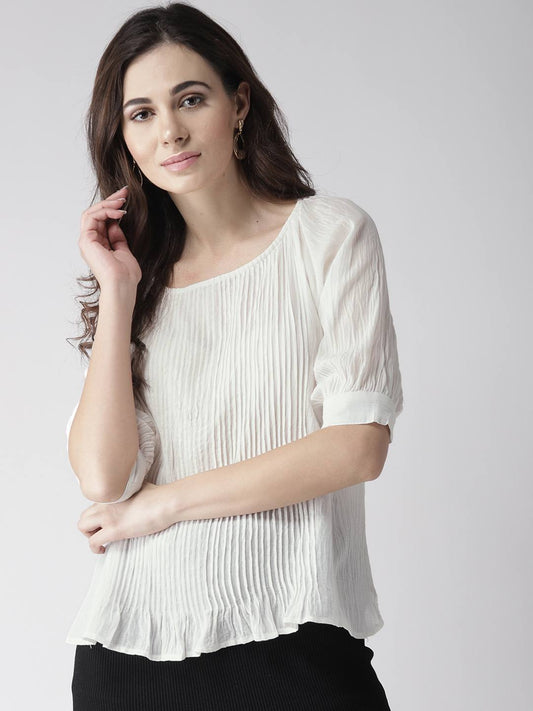 White Pintuck Detail Top