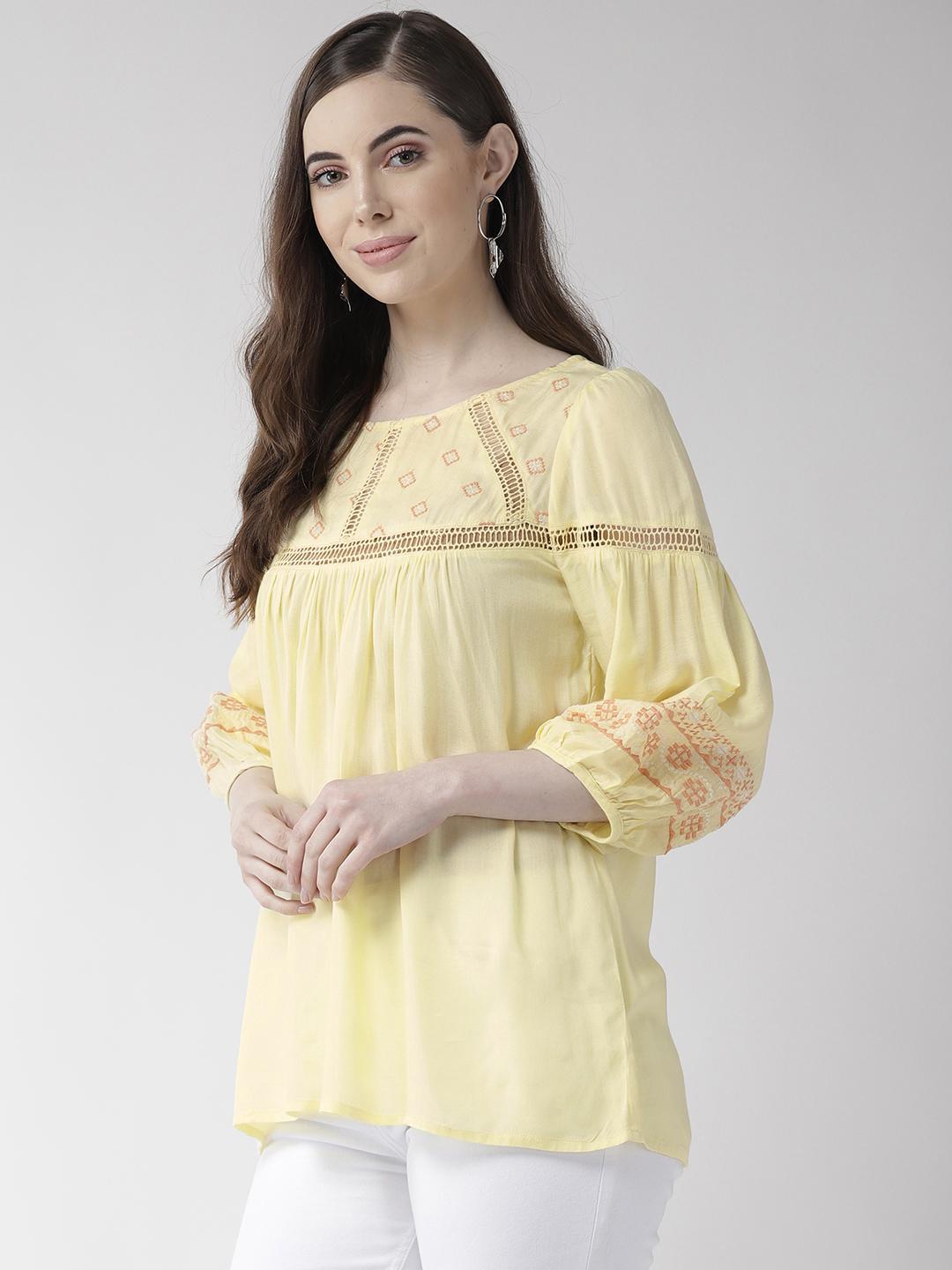 Rayon Embroidered Lace Insert Top