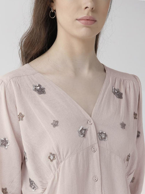 Scoup Combo of Cotton Long Dress & Dusty Pink Top