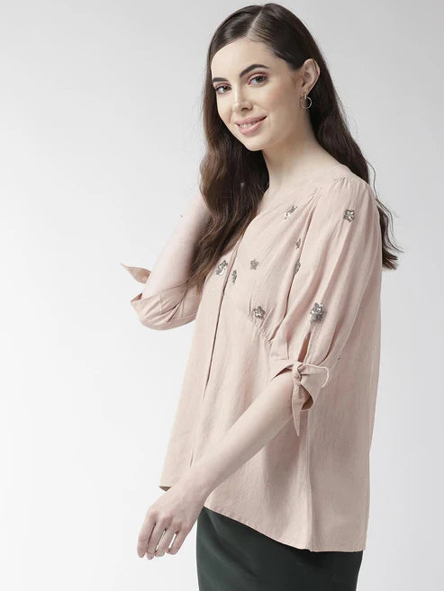Scoup Combo of Dusty Pink Top & Rust Pintuck Top