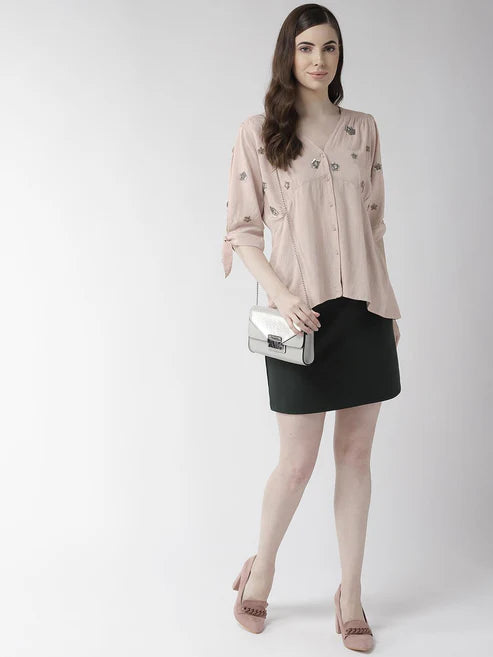 Scoup Combo of Cotton Long Dress & Dusty Pink Top