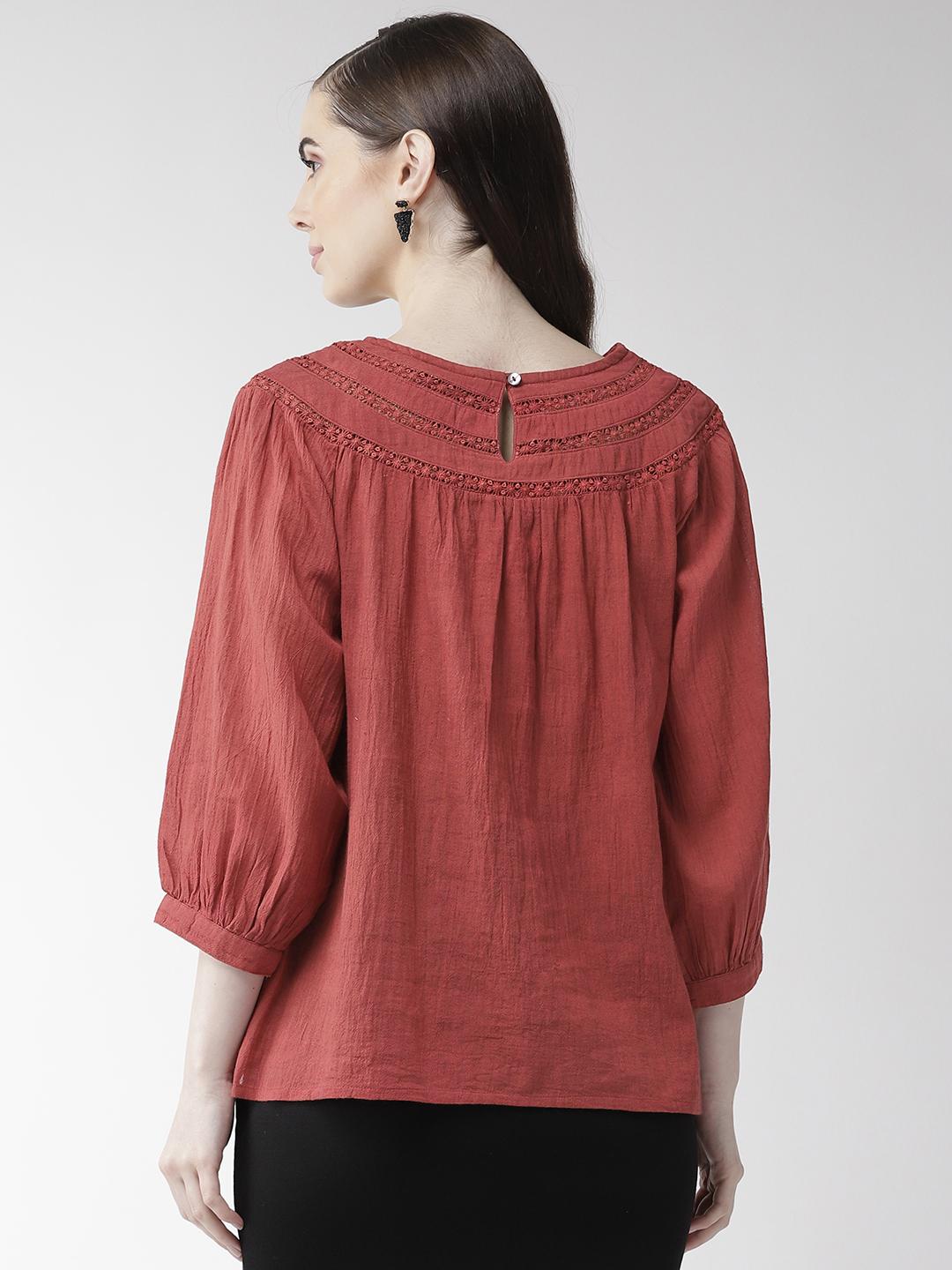 Self Design Embroidered Cotton Top