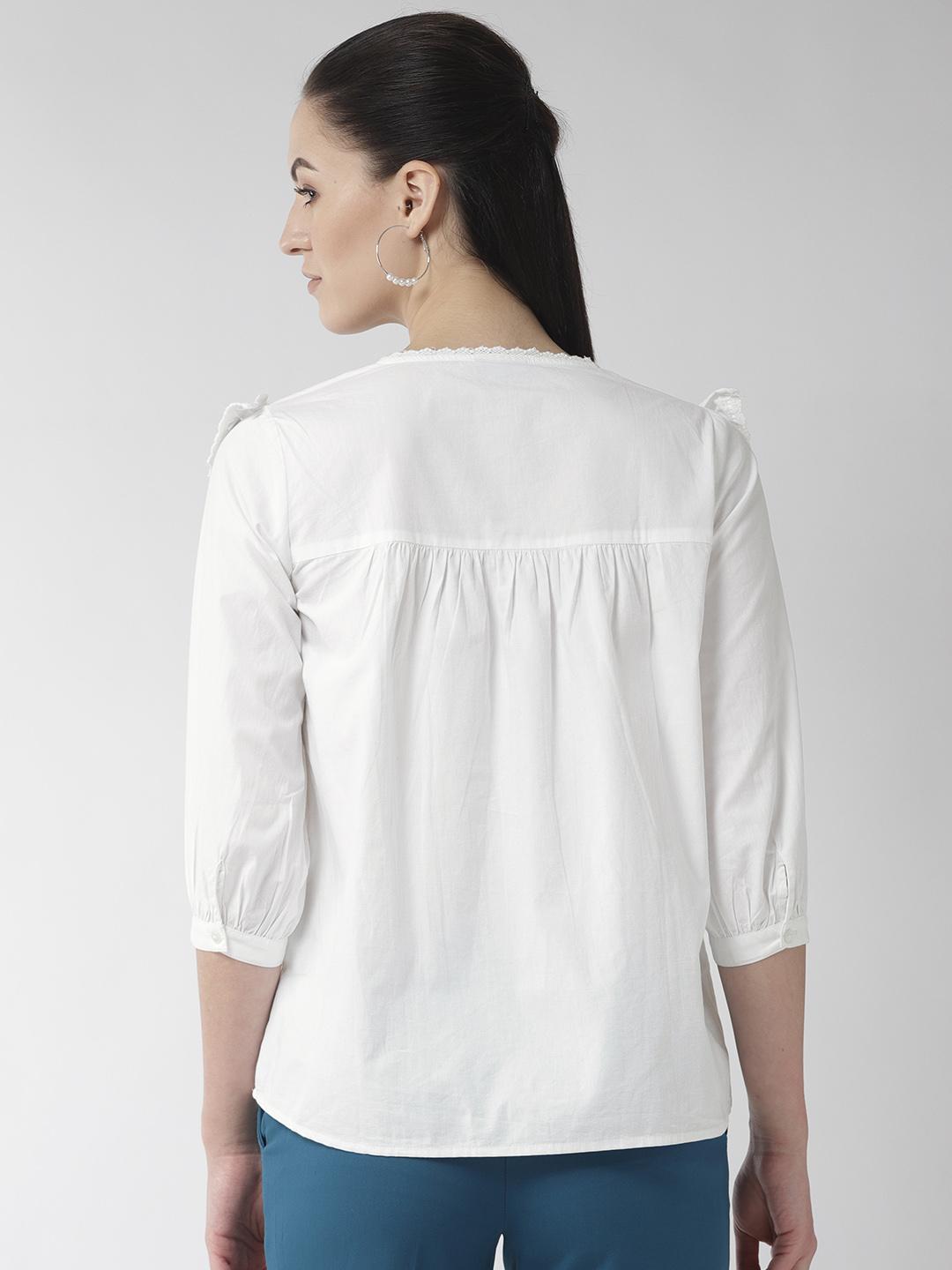 Embroidered White Cotton Top