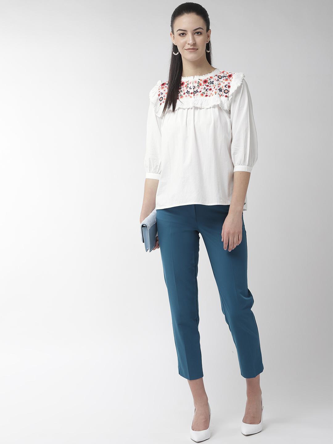 Embroidered White Cotton Top