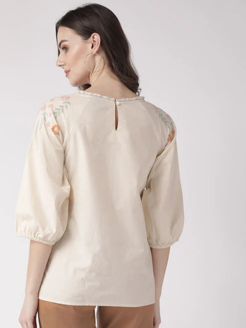 Scoup Combo of Green Dress & Cotton Embroidered Top