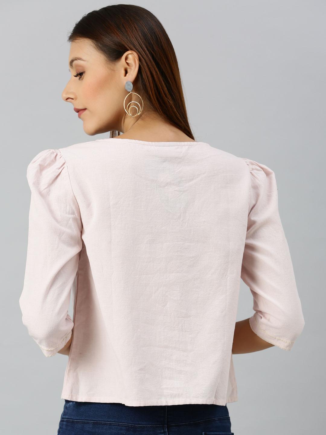 Scoup Pink Embroidered Cropped Top