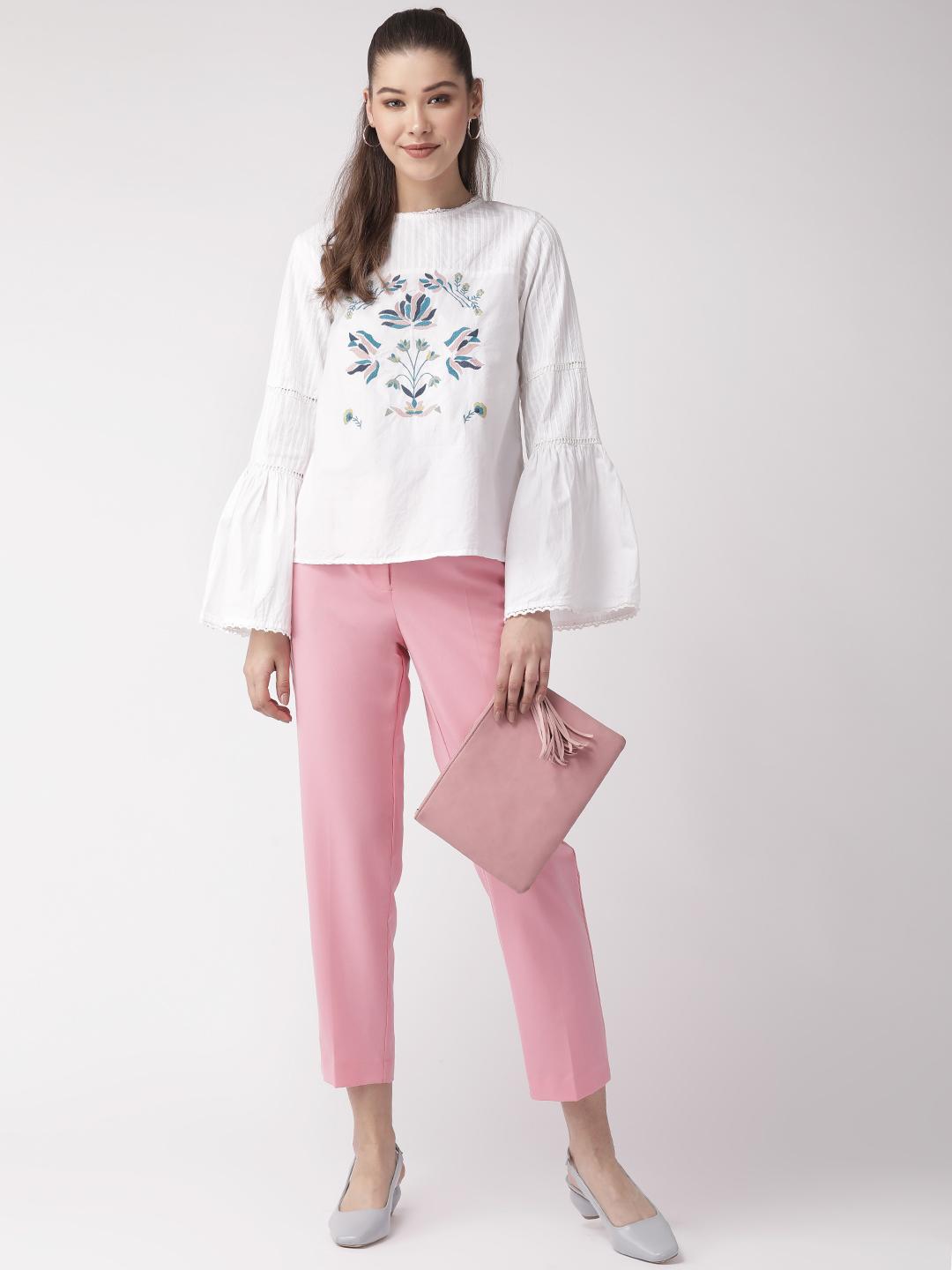 Multi Color Embroidered Bell Sleeve Blouse