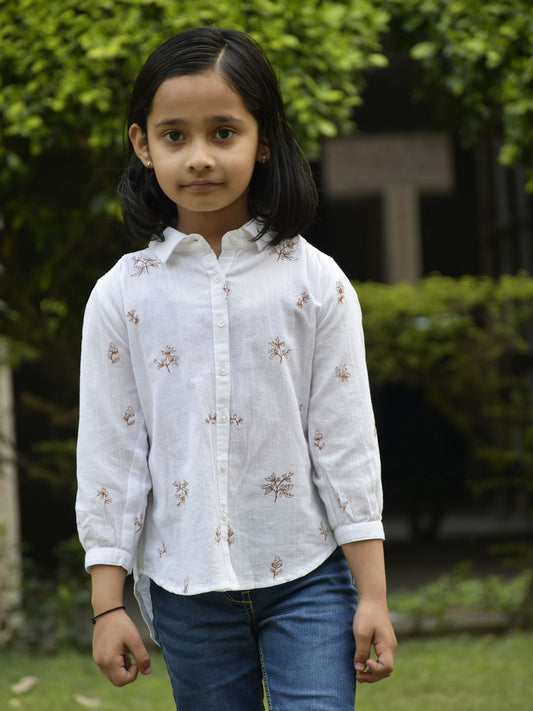 Scoup White embroidered cotton shirt