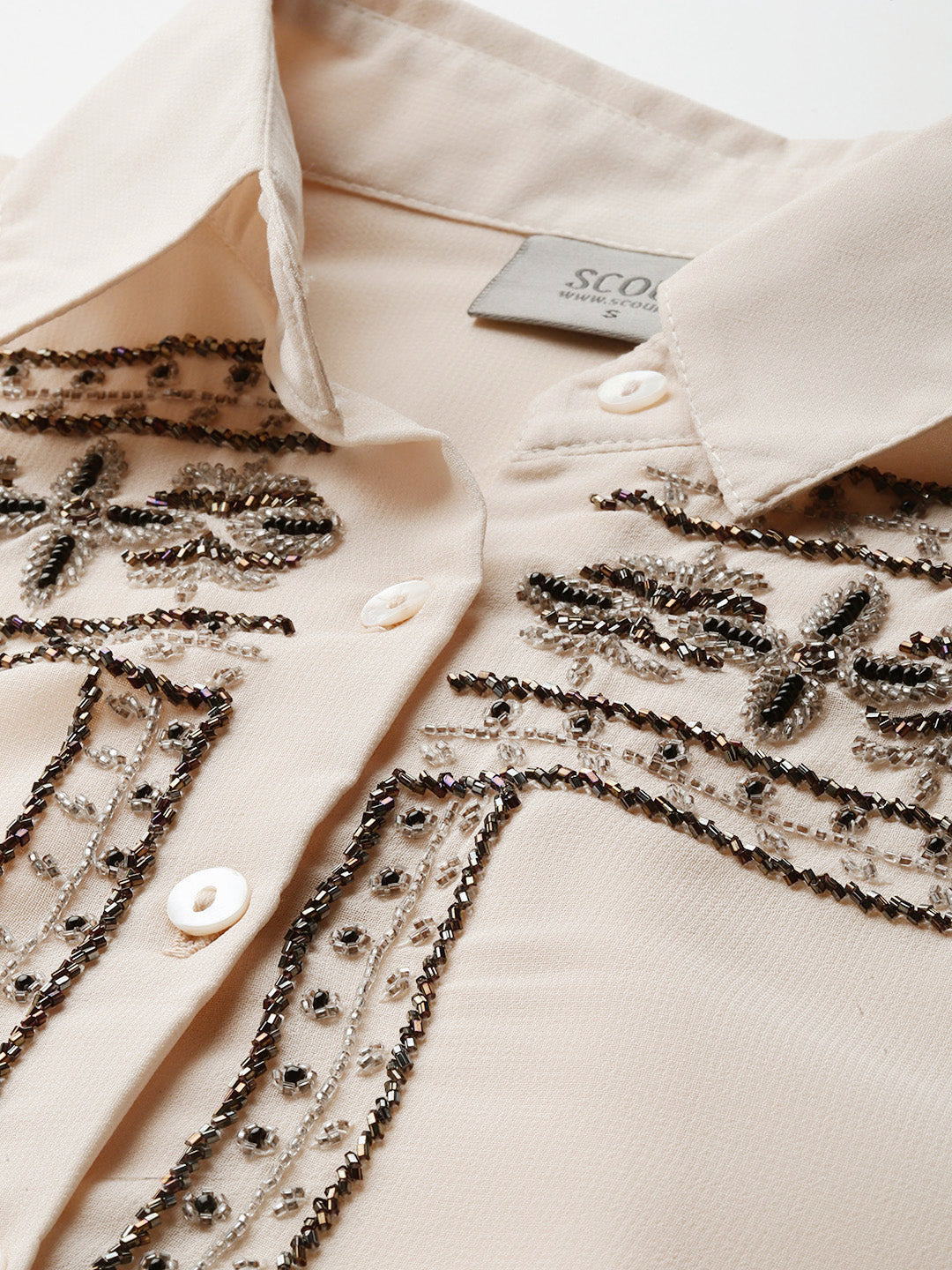 Hand embellished beige shirt