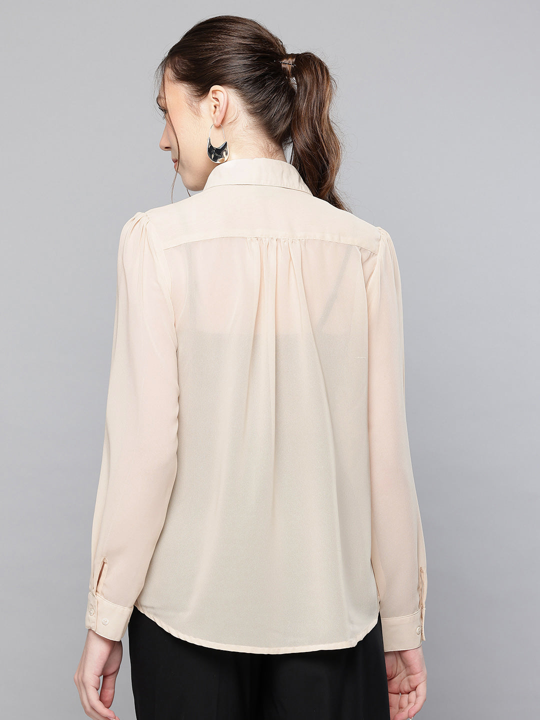 Hand embellished beige shirt