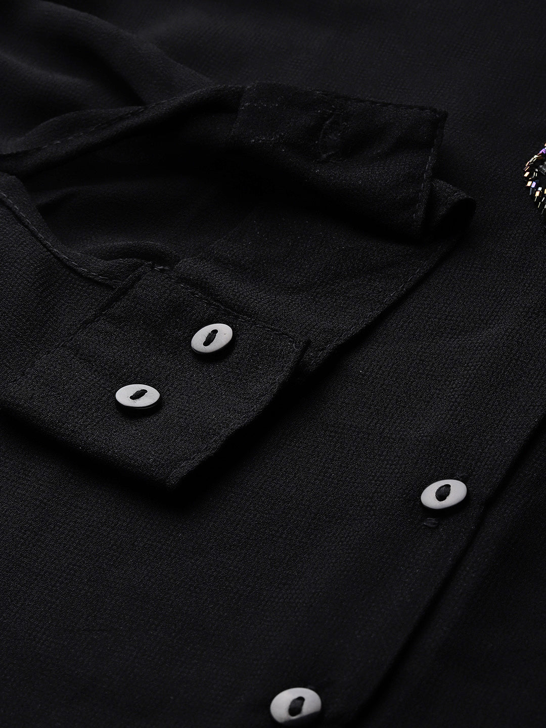 Hand embellished black polyester shirt