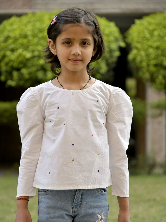 Scoup Dot Embroidered Poplin Top