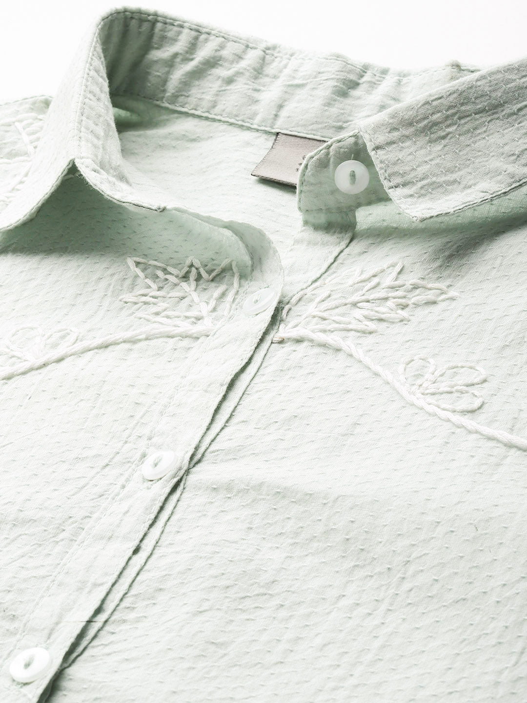 Light blue Cotton dobby hand embroidered shirt