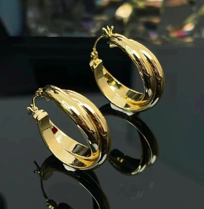 Gold-Toned Chunky Hoop Earrings