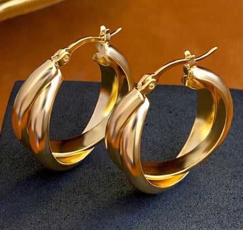 Gold-Toned Chunky Hoop Earrings