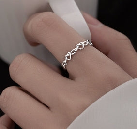 Silver Colored Openwork Chain Ring