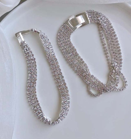 Rhinestone-Embellished Silver Bracelets