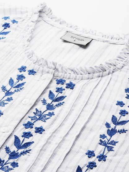 Embroidered Stripe Top