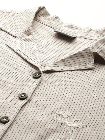 Embroidered Stripe Top