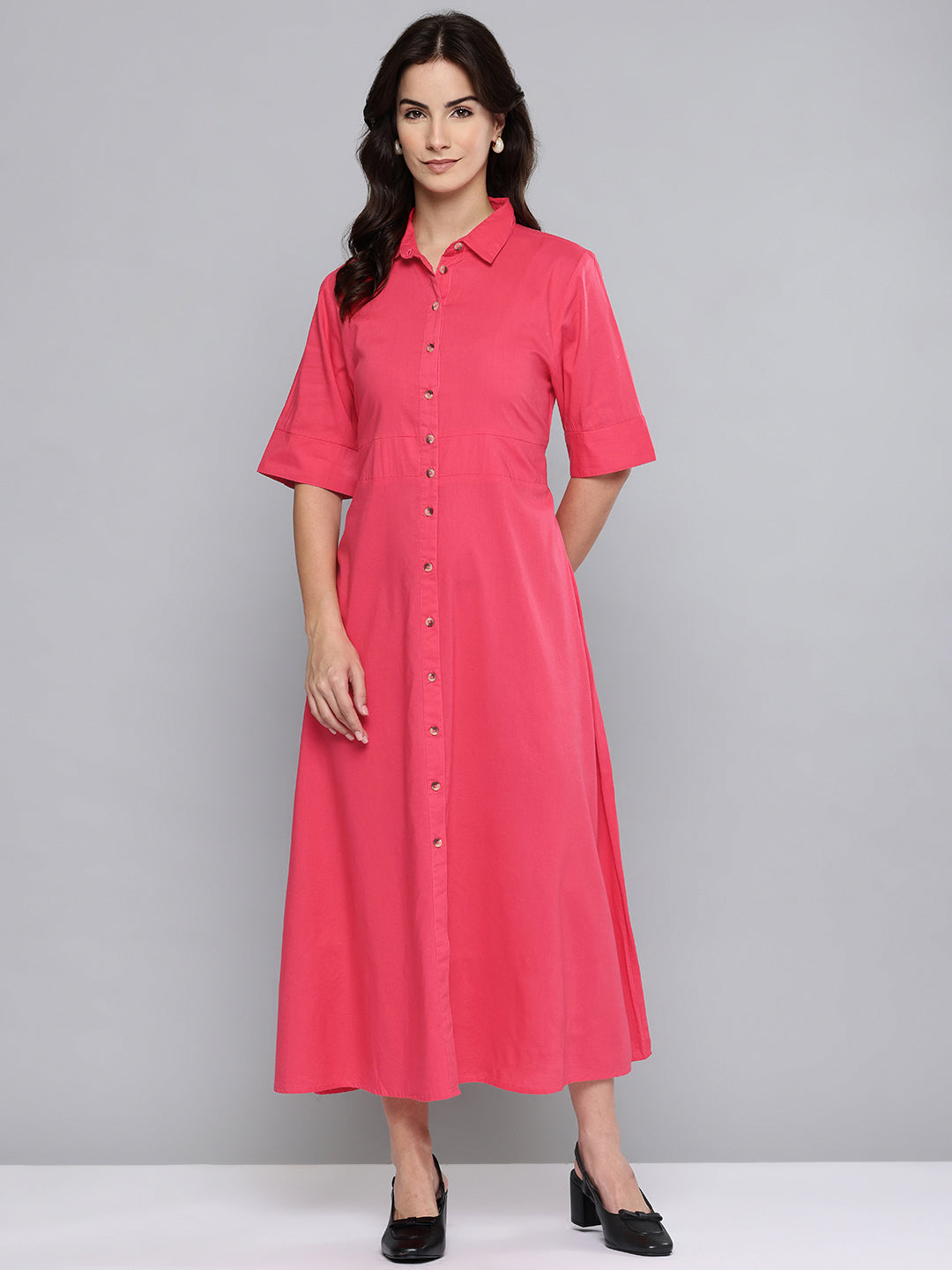 Solid Rayon Shirt Dress