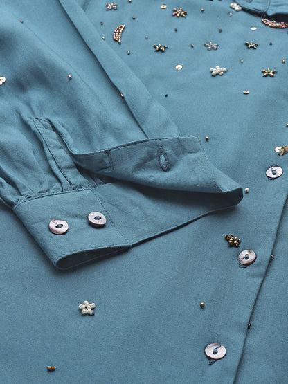 Hand Embellished Rayon Shirt