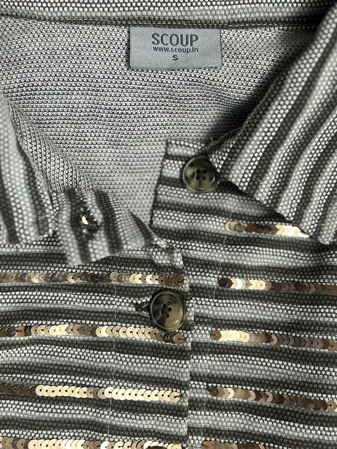 Sequinned Stripe Knit Jacket & Skirt Cord-Set