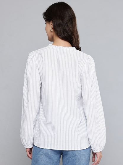 Embroidered Stripe Top