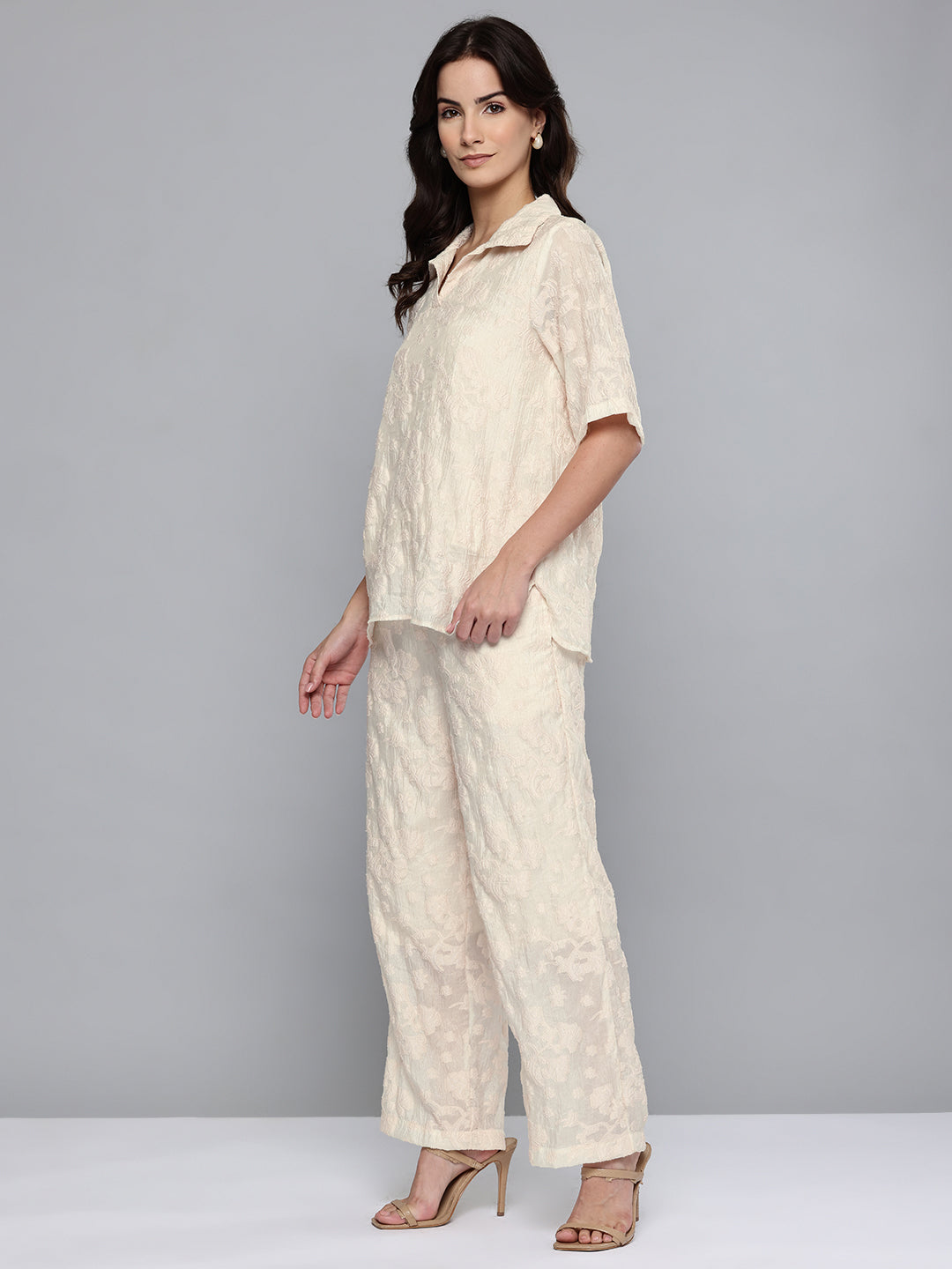 Cream Jacquard Cord Set