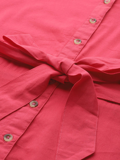 Solid Rayon Shirt Dress