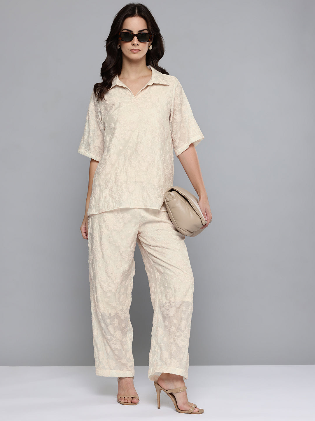 Cream Jacquard Cord Set