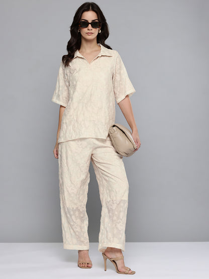 Cream Jacquard Cord Set