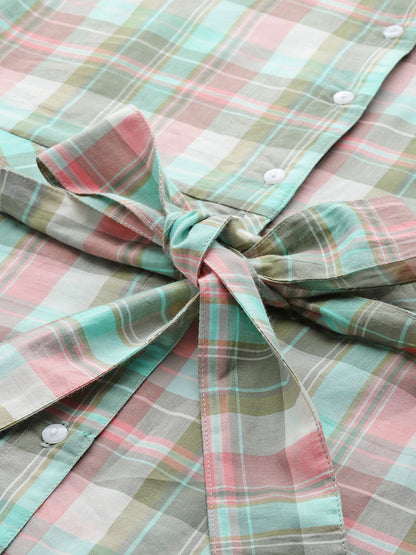 Cotton Check Shirt Dress