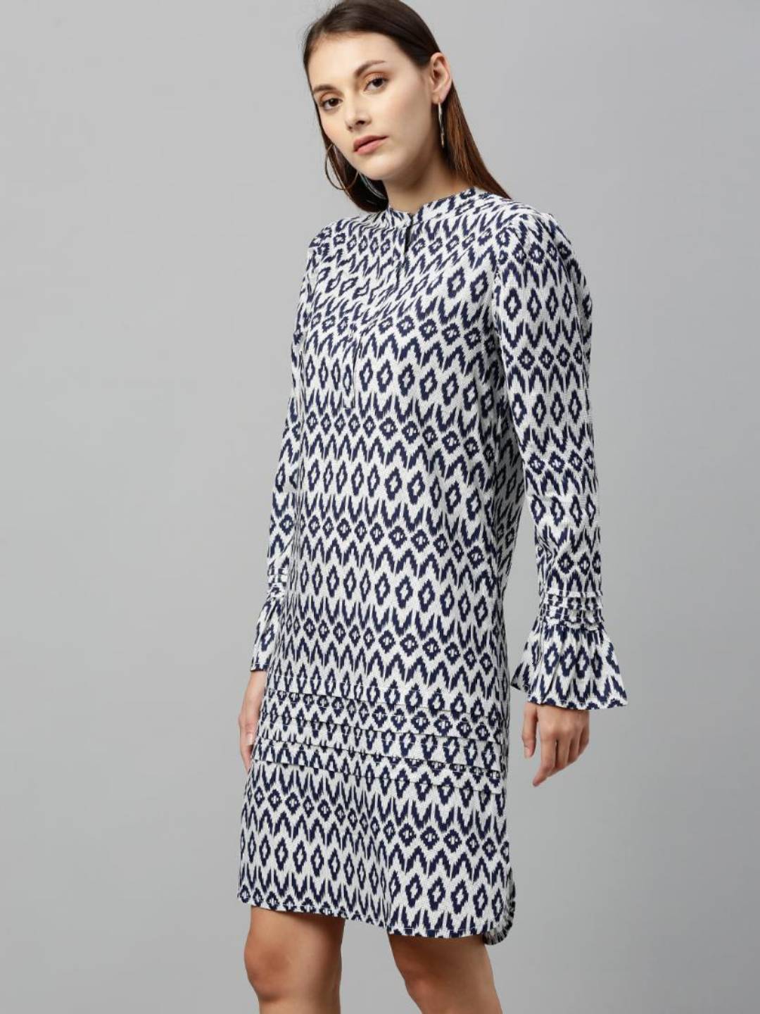 Blue & White printed Rayon dress