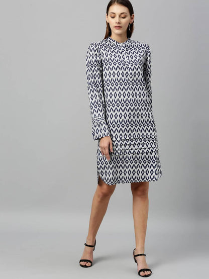 Blue & White printed Rayon dress