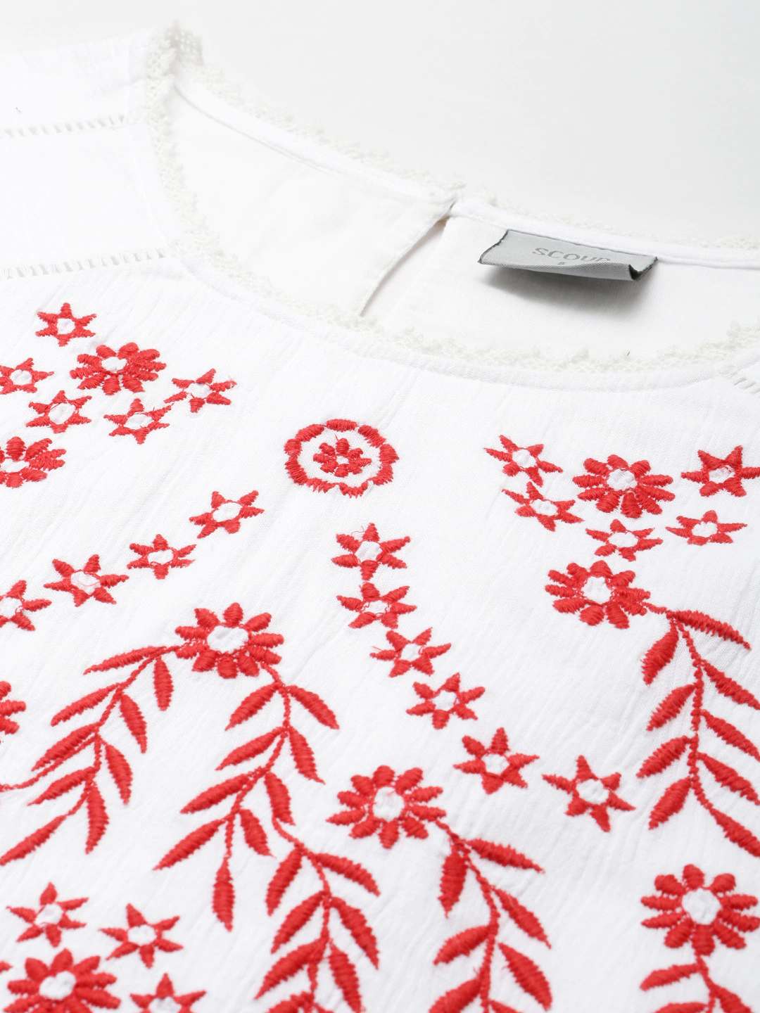 White Embroidered Shift Dress