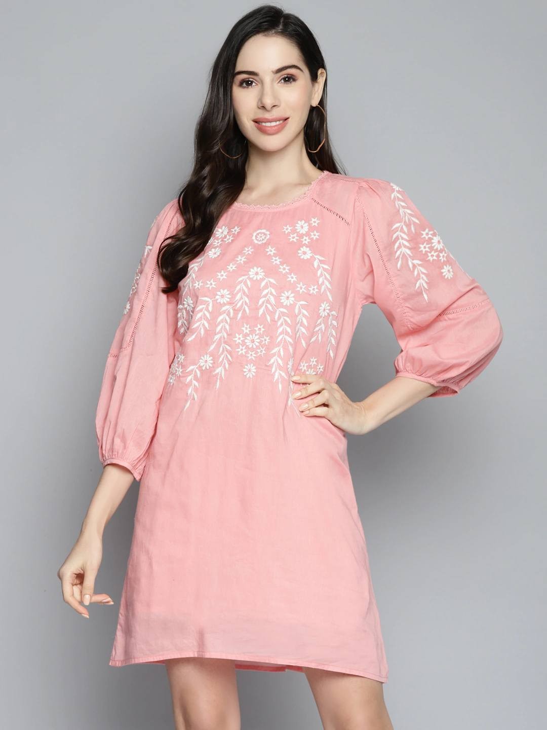 Cotton Embroidered Shift Dress