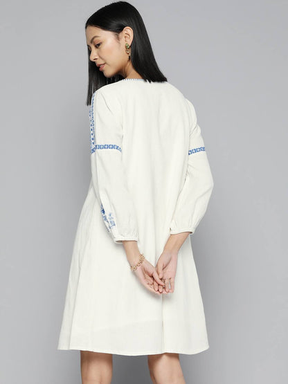 off white embroidered boho dress