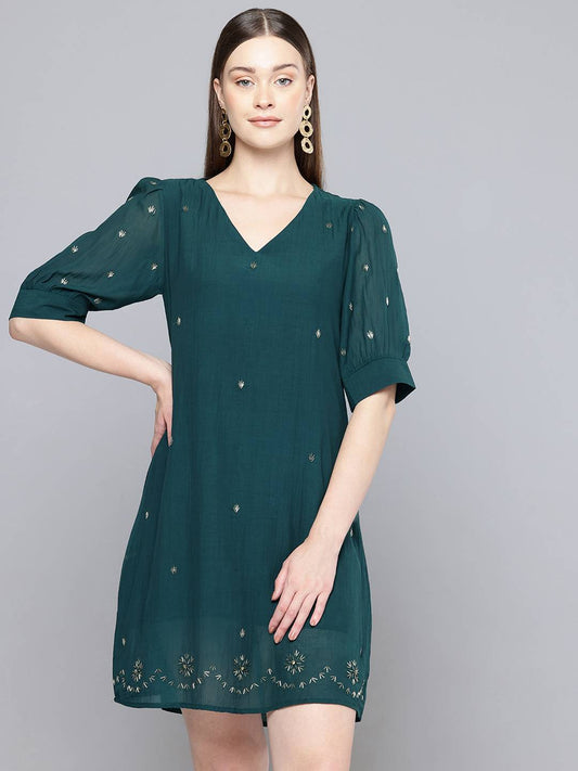 Embellished Shift Mini Dress