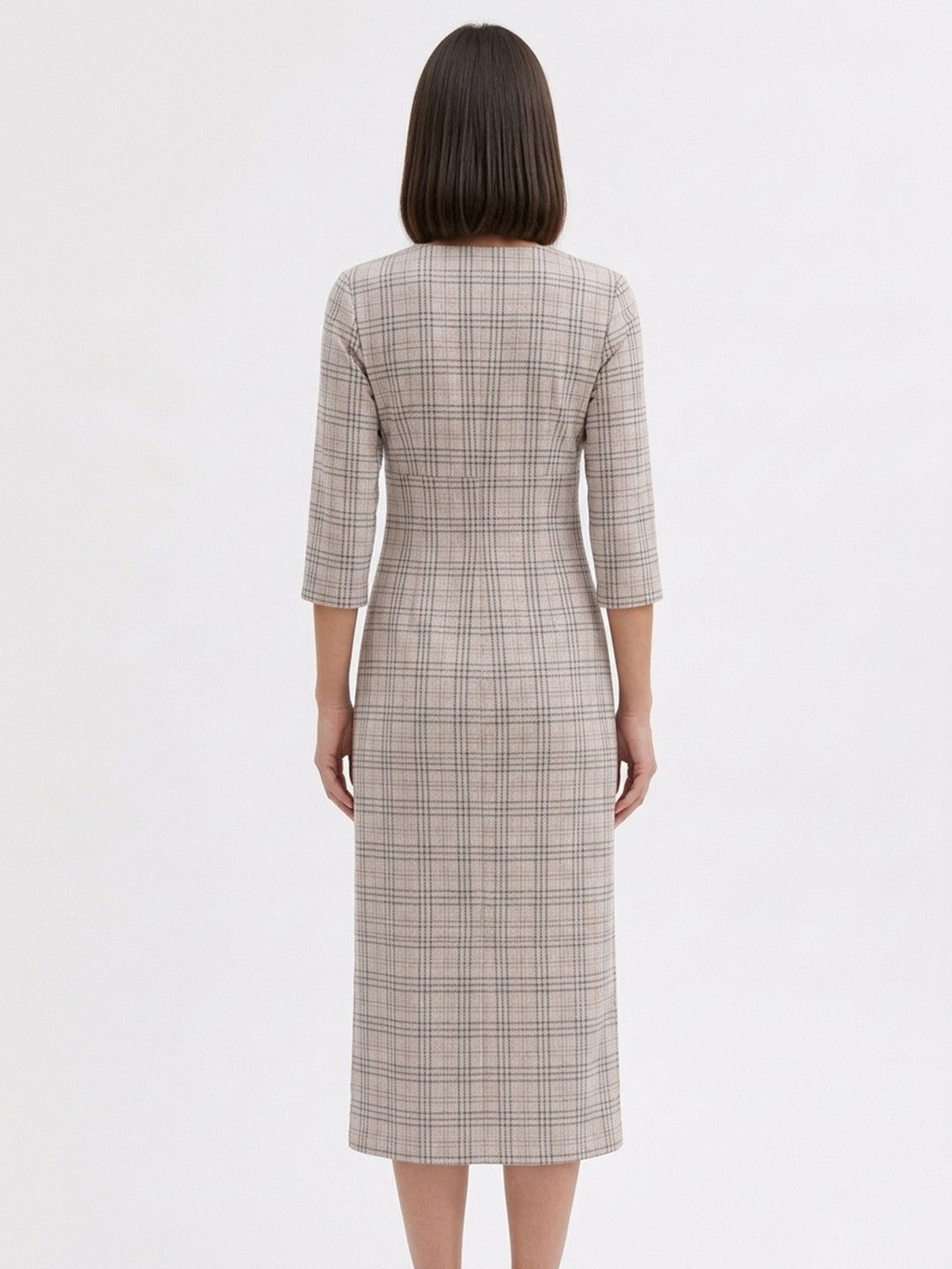 Scoup Women's cotton-check-long-dress