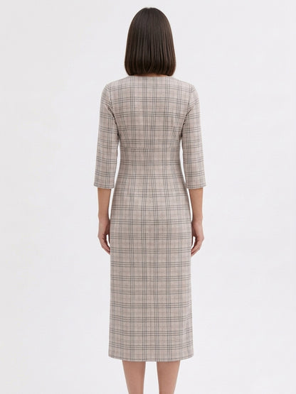 Scoup Women's cotton-check-long-dress