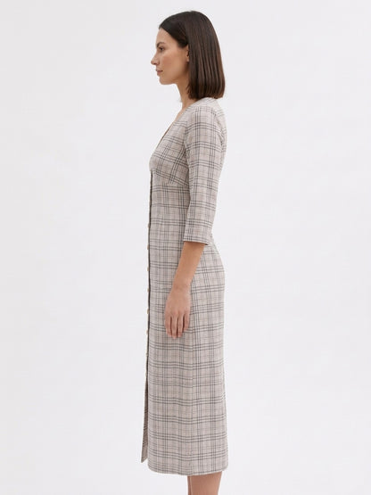 Scoup Women's cotton-check-long-dress