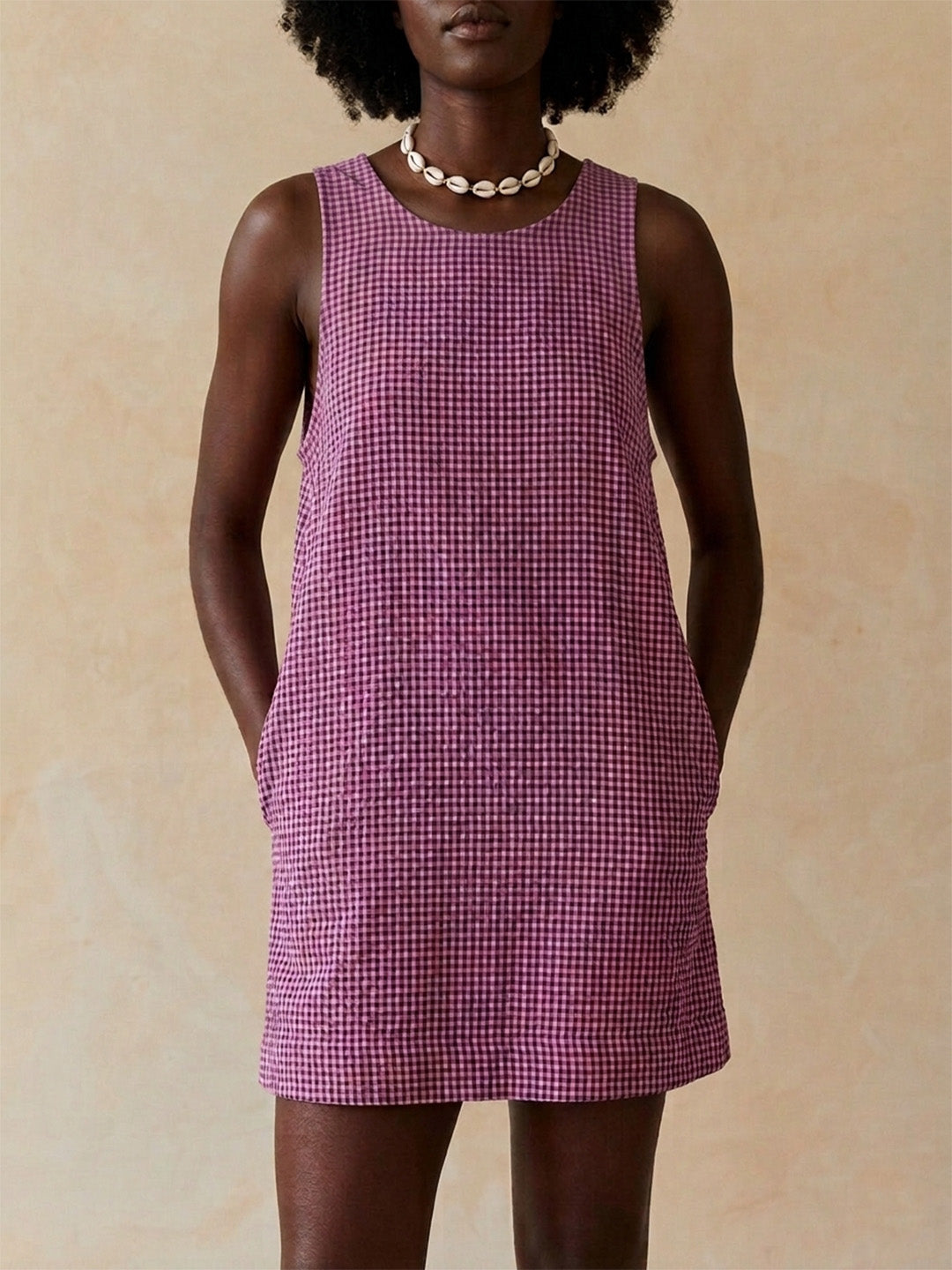 Scoup Women's sleeveless-cotton-check-dress