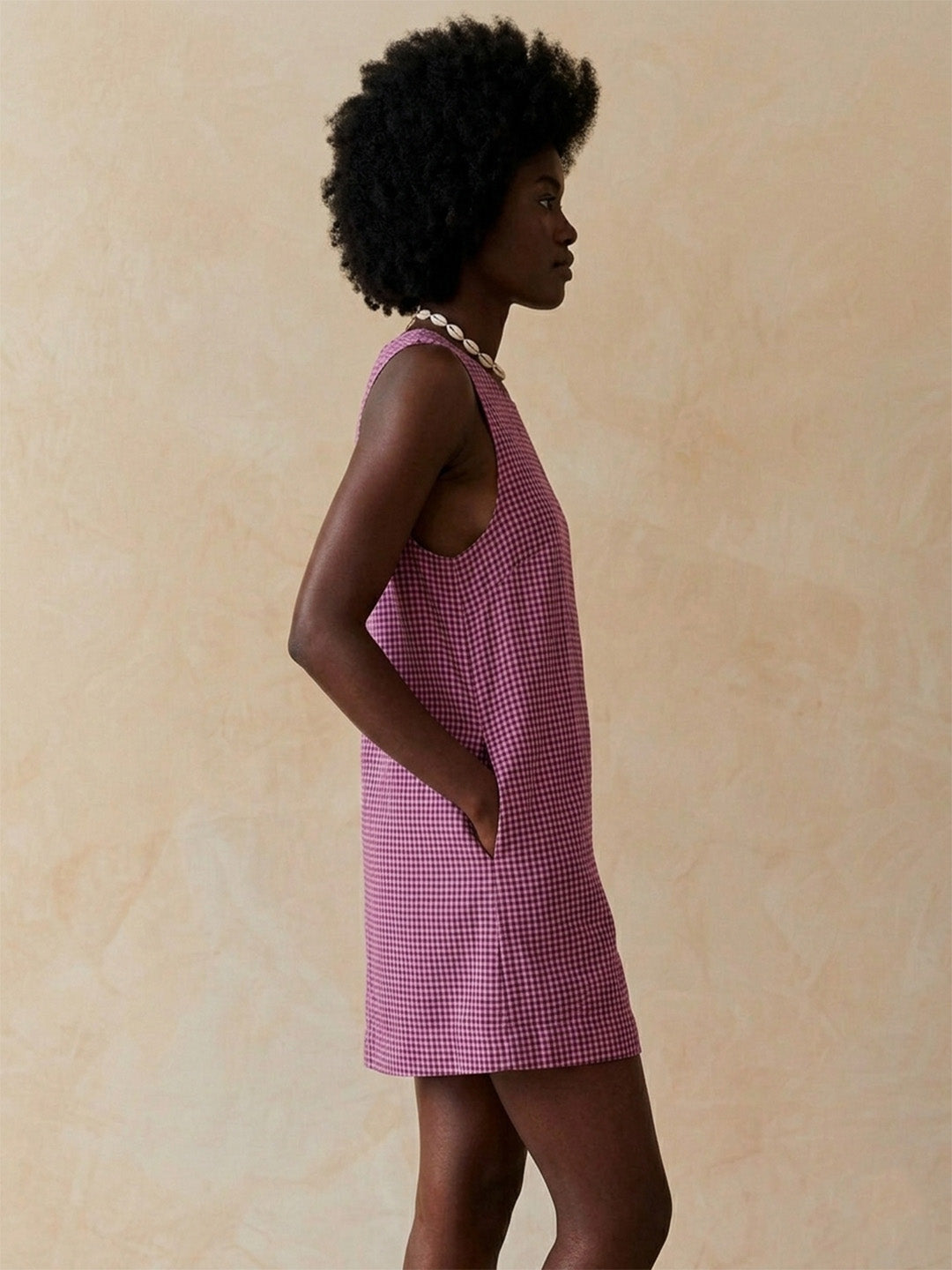 Scoup Women's sleeveless-cotton-check-dress