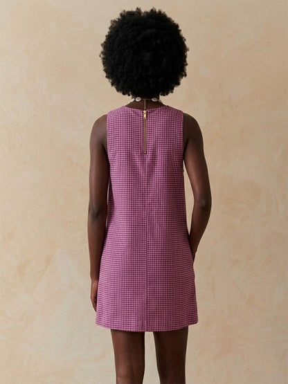 Scoup Women's sleeveless-cotton-check-dress