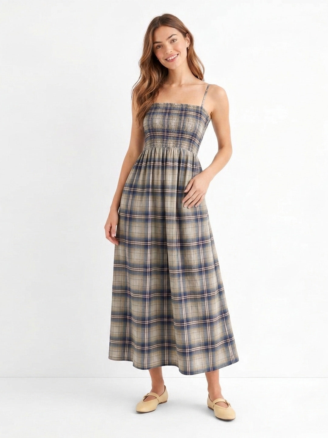 Smocked Olive Strappy Dress