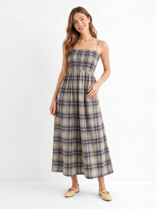 Smocked Olive Strappy Dress